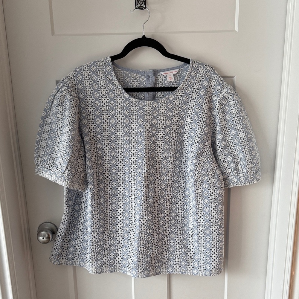 Joe Fresh Sky Blue Eyelet Blouse